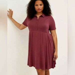 Torrid Purple Collared Super Soft Knit Stretch Skater Dress Women’s Plus 2x NWT